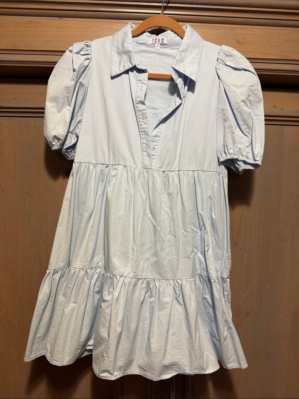 Ice Light Blue Puff-Sleeve mini Dress